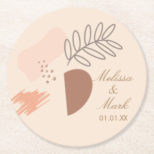 Einfache Abstrakte geometrische Erdform Monogramm Runder Pappuntersetzer