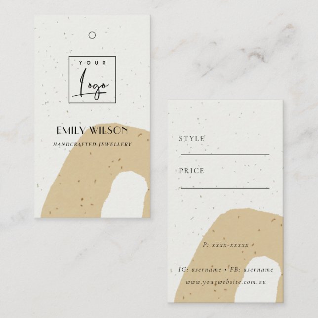 Einfache Abstrakte Keramik Ochre Logo Preis-Markie Visitenkarte (Vorne/Hinten)