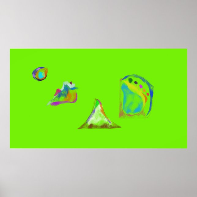 Einfache abstrakte Objekte in Hellgrün Poster (Vorne)