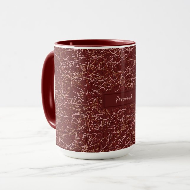 Einfache Abstrakte Thread Art Red Pattern Individu Tasse (Vorderseite Links)