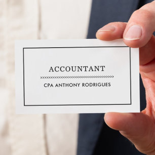 Einfache Accountant White Black Business Card Visitenkarte