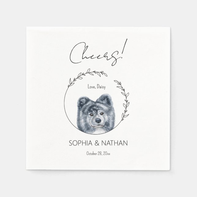 Einfache Akita Dog Wedding Cocktail Serviette (Vorderseite)