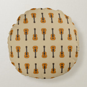 Einfache akustische Gitarre Cartoon Rundes Kissen