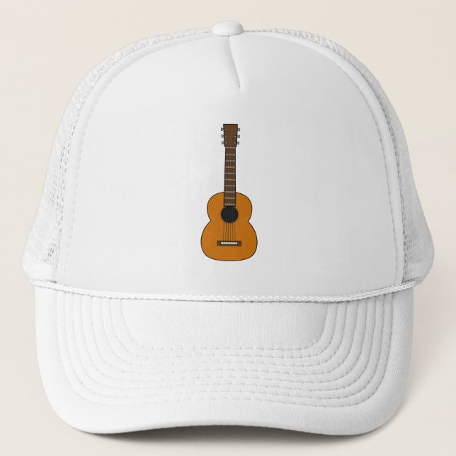 Einfache akustische Gitarre Cartoon Truckerkappe (Vorderseite)