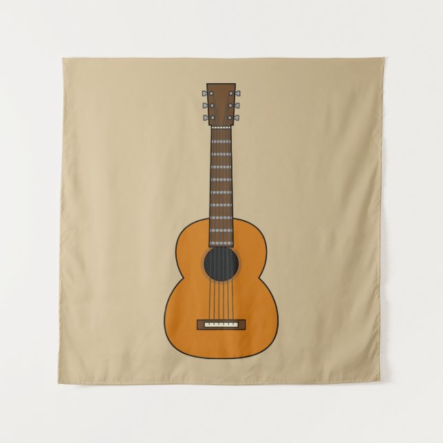 Einfache akustische Gitarre Cartoon Wandteppich (Vorderseite)