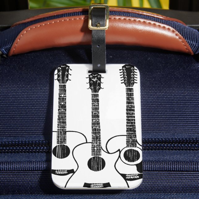 Einfache akustische Gitarren Gepäckanhänger (Vorderseite Insitu 2)
