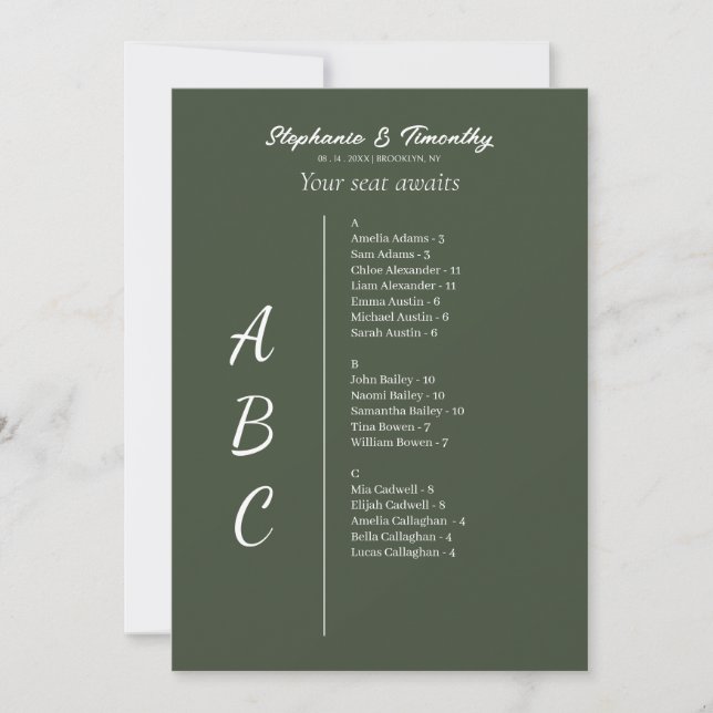 Einfache Alphabetische Hochzeitskarten (Vorderseite)