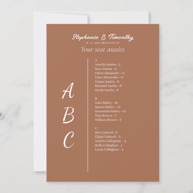Einfache Alphabetische Hochzeitskarten (Vorderseite)