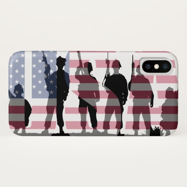Einfache amerikanische Flagge mit Soldaten Case-Mate iPhone Hülle (Rückseite (Horizontal))