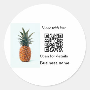 Einfache Ananas-Frucht-Nahrungsmittel-QR-Code Gesc Runder Aufkleber