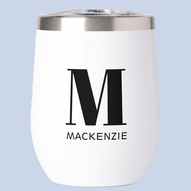 Einfache Anfangsbezeichnung für Monogramm (Simple modern monogram initial personalized name thermal wine tumbler)