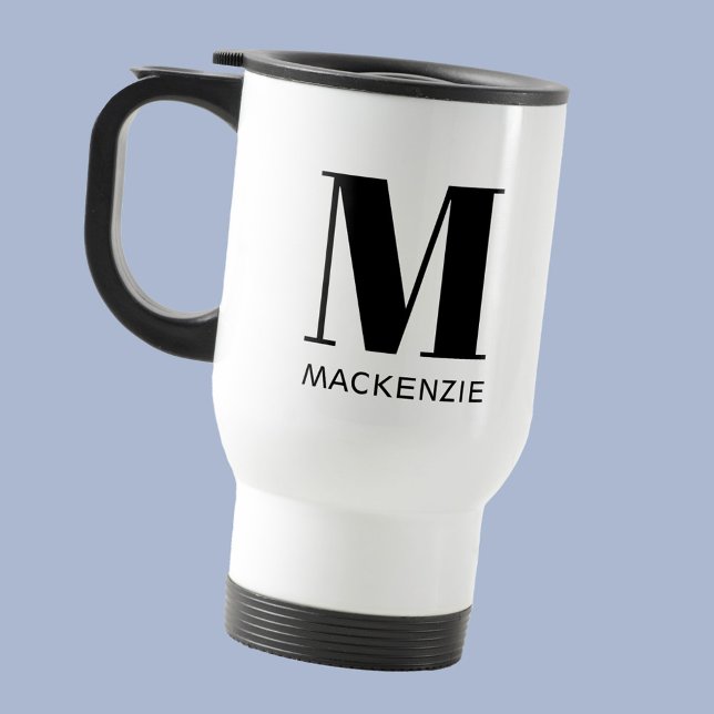 Einfache Anfangsbezeichnung für Monogramm Reisebecher (Simple monogram initial name personalized modern typography travel mug)