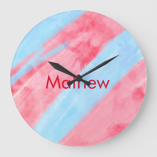 Einfache Anfangsbuchstabe Monogramm tragen Sie Ihr Große Wanduhr (Vorderseite)