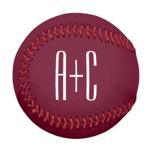 Einfache Anfangsbuchstaben für Paare Weiß & Burg Baseball