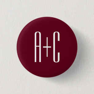 Einfache Anfangsbuchstaben für Paare Weiß & Burg Button