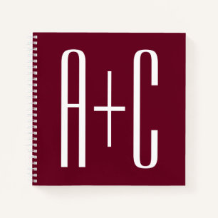 Einfache Anfangsbuchstaben für Paare Weiß & Burg Notizbuch
