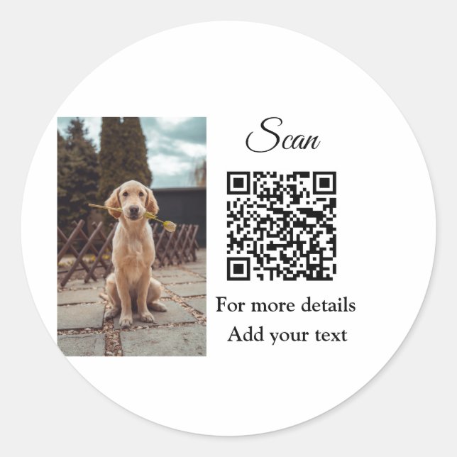 Einfache Angaben zum Tiernamen QR-Code hinzufügen  Runder Aufkleber (Vorderseite)