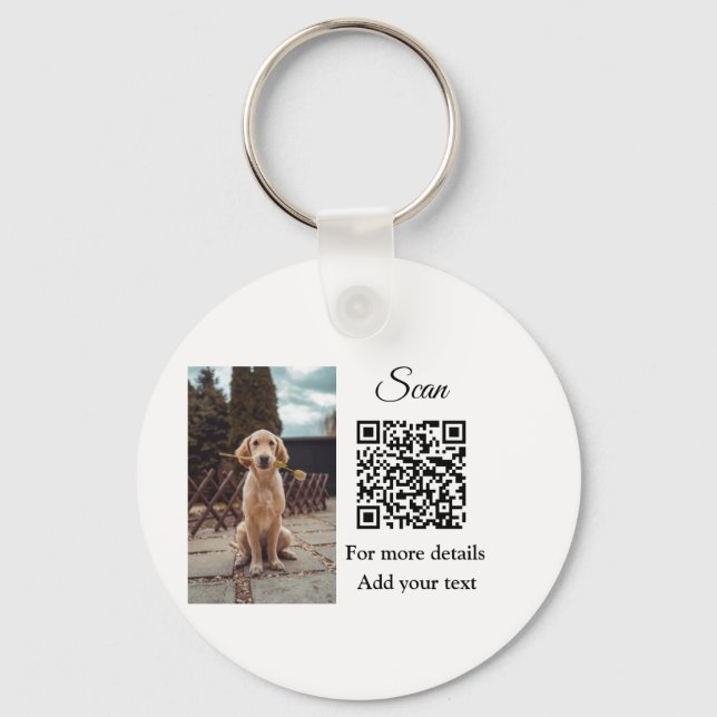 Einfache Angaben zum Tiernamen QR-Code hinzufügen  Schlüsselanhänger (Vorderseite)