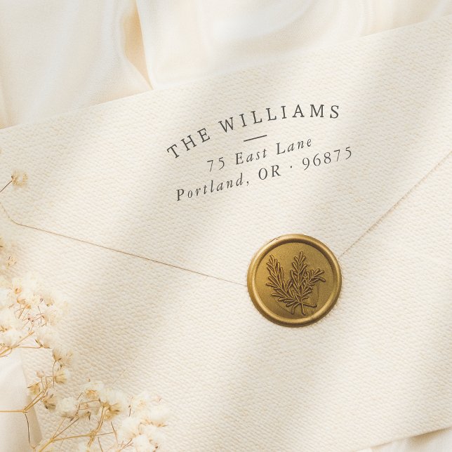 Einfache angebrachte Familienname und Rücksendeadr Permastempel (Stamp Mock-up)