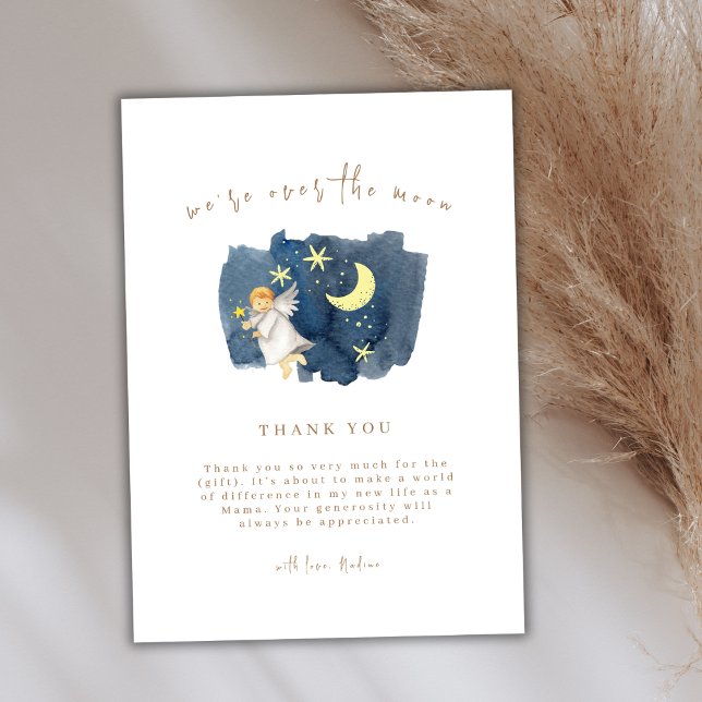 Einfache Angel Moon Star Kinderdusche Dankeskarte (Simple Angel Moon Star Baby Shower Thank You Card)
