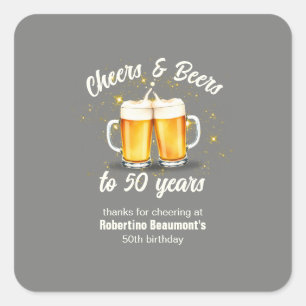Einfache anklammernde Gläser Prost Biere zum 50. G Quadratischer Aufkleber