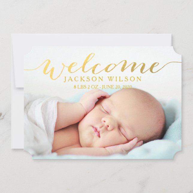Einfache Ankündigung des modernen Baby Birth Foto (Vorderseite)