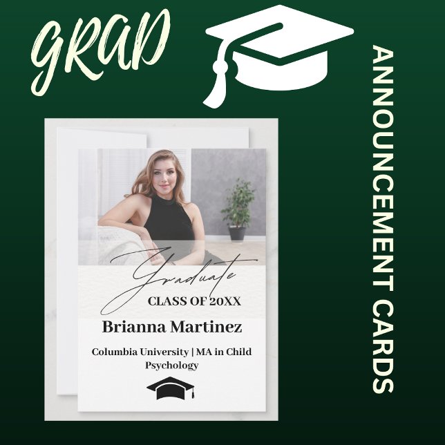 Einfache Ankündigung des modernen Script Graduate  (CLASS OF 20XX GRADUATION ANNOUNCEMENT CARDS)