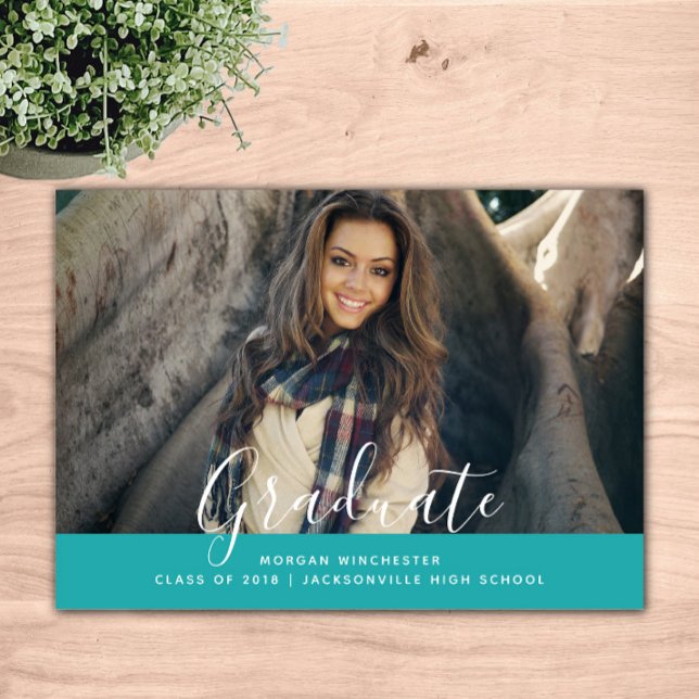 Einfache Ankündigung eines eleganten Abschlusses | (Teal Simple Elegant Graduation Announcement)