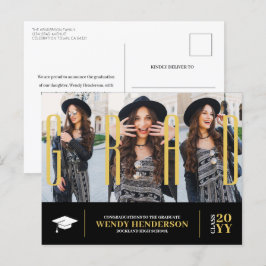 Einfache Ankündigung eines modernen Graduate Black Postkarte