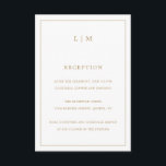 Einfache antike Gold Monogram Elegante Hochzeit Begleitkarte<br><div class="desc">Einfache Hochzeitskarte mit modernem und dennoch elegantem Design, oben mit Ihrem zweistelligen Monogramm, sowie mit den Informationen Ihres Empfangs, umgeben von einer dünnen Grenze. Alle Designelemente sind in Imitat Gold und können im Designbearbeitungstool geändert werden. Ein elegantes und stilvolles Design, das sich ideal für ein minimalistisches Paar eignet. Diese Karten...</div>