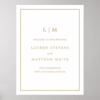 Einfache antike Gold Monogram Elegante Hochzeit