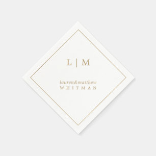 Einfache antike Gold Monogram Elegante Hochzeit Serviette
