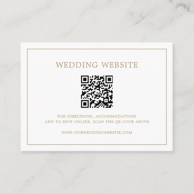 Einfache antike Gold Monogram QR Code Hochzeit Begleitkarte (Vorderseite)