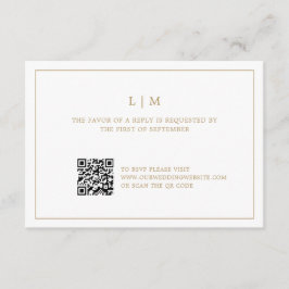 Einfache antike Gold Monogram QR Code Hochzeit RSVP Karte