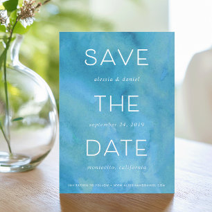 Einfache Anweisung Wasserfarbenkarte Save the Da Date
