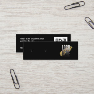 Einfache Anzeige mit schwarzem Logo mit QR-Code Mini Visitenkarte