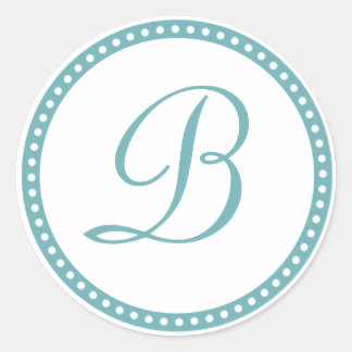 Einfache Aqua Blue Dot Monogram Initial Aufkleber