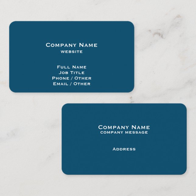 Einfache Aquamarin Blue Business Card Visitenkarte (Vorne/Hinten)