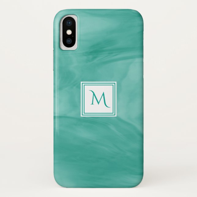 Einfache Aquamarin grüne, subtile Marmorverkleidun Case-Mate iPhone Hülle (Rückseite)