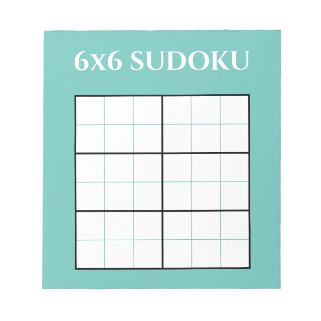 Einfache Aquamarine 6 x 6 Sudoku-Grid-Vorlage Notizblock (Vorderseite)