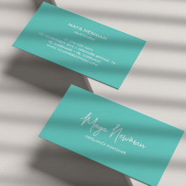 EINFACHE AQUAMARINE BLAU-UNTERSCHRIFT BERUFLICH VISITENKARTE