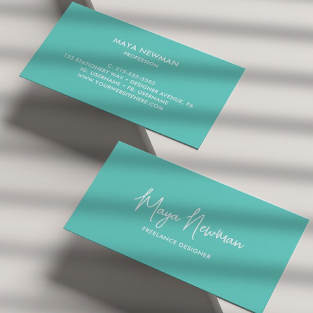 EINFACHE AQUAMARINE BLAU-UNTERSCHRIFT BERUFLICH VISITENKARTE (Von Creator hochgeladen)