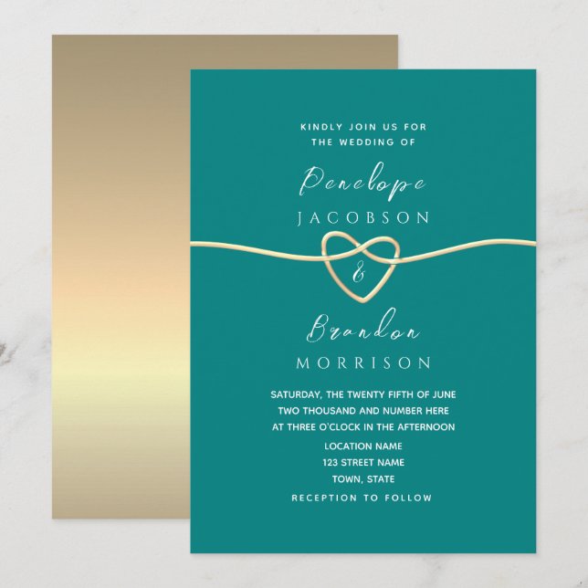 Einfache Aquamarine Hochzeit Einladung (Vorne/Hinten)