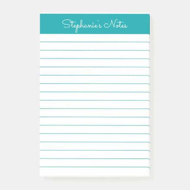 Einfache Aquamarine Linde Personalisiert Post-it Klebezettel (Vorderseite)