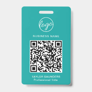 Einfache Aquamarine QR-Code-Mitarbeiter-ID Ausweis