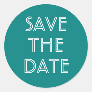 Einfache Aquamarine Save the Date Aufkleber