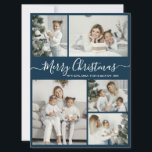 Einfache Aquamarine White 5 Foto Collage Weihnacht Feiertagskarte<br><div class="desc">Einfache, elegante Kalligrafie Aquamarin und White 5 Foto Collage Frohe Weihnachts Script Holiday Card. Dieses festliche, minimalistische, skurrile 5 (5) Foto Feiertage Grußkarte Vorlage verfügt über eine hübsche Gitter Foto Collage und sagt "Frohe Weihnachten"! Der "Frohe Weihnachten"-Grußtext ist in einer schönen Hand geschrieben, Wirble Swash-Schwanz-Schriftart in Weiß auf aquamarinem Grün,...</div>