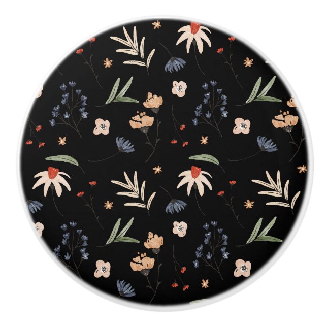 Einfache Aquarell-Blume 1 Keramikknauf (Vorderseite)