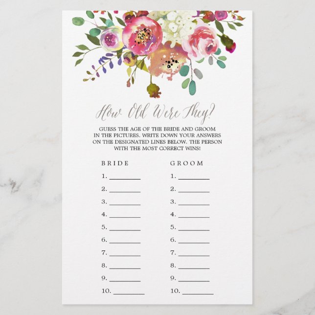 Einfache Aquarell Bouquet wie alt sie waren (Rückseite)