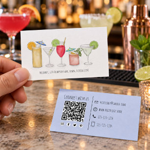 Einfache Aquarell-Cocktails Trinken Whimsical Spaß Visitenkarte